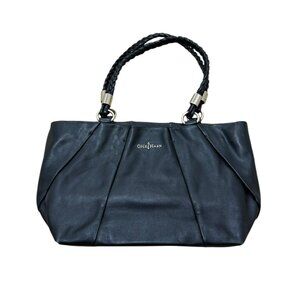 Women’s Cole Haan shoulder purse black cable knit leather strap leather 2000s